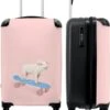 NoBoringSuitcases.com® Kinderkoffer - Trolley Kinderen - Varken - Roze - Skateboard - Kinderen - Meisje - Koffer Dieren - Past Binnen 55x40x20 Cm En 55x35x25 Cm - Reiskoffer Met Wielen -Tassen Kortingen Winkel 1000x1200 1