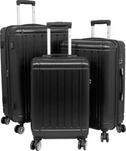 Travelsuitcase - Parma- Ruimbagage Reiskoffer - Polycarbonaat- Zwart - Hoogglans - Maat L / 93 Liter