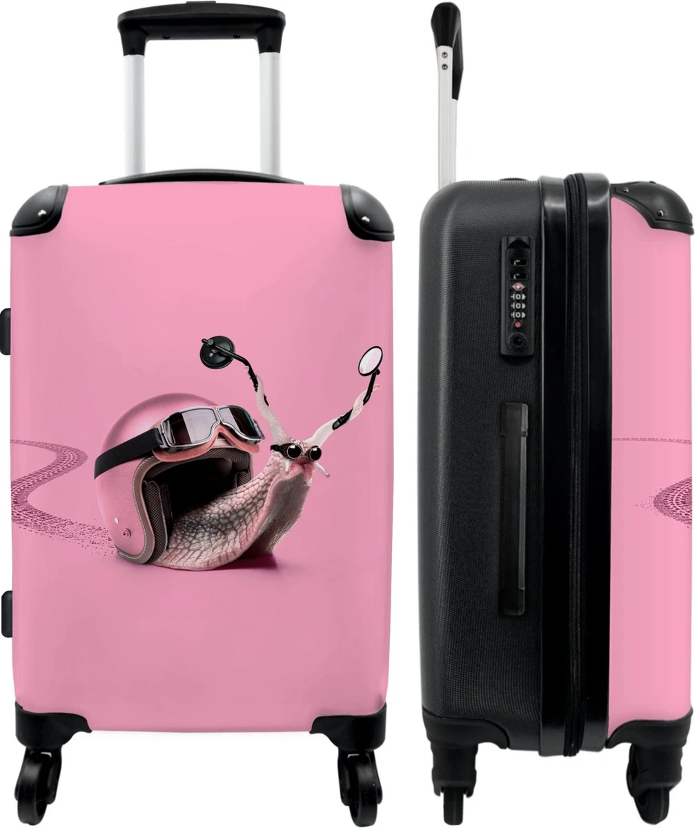 NoBoringSuitcases.com® Koffer Groot - Slak - Roze - Meisjes - Racen - Trolley Koffer Met TSA-slot - Met Wielen - 90 Liter - Reiskoffer - 66 Cm 3 NoBoringSuitcases.com® Koffer Groot - Slak - Roze - Meisjes - Racen - Trolley Koffer Met TSA-slot - Met Wielen - 90 Liter - Reiskoffer - 66 Cm