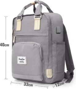 Merkloos Veran Rugtas - Rugzak - 30 Liter - 15,6" Laptopvak - Boekentas - Vintage - Heren - Dames - Laptop - School - Boekentas - Grijs -Tassen Kortingen Winkel 1020x1200 4