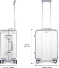Aluminium Handbagage Koffer Mozzel Darrow - Reiskoffer Met Wielen - 51cm - Harde Koffer - Zilver -Tassen Kortingen Winkel 1048x1200 1