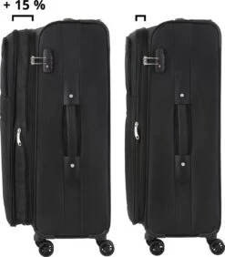 TravelZ Softspinner TSA Kofferset - 3-delige Zachte Trolleyset - Dubbele Wielen En Voorvakken Zwart -Tassen Kortingen Winkel 1050x1200 5