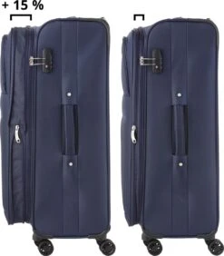 TravelZ Softspinner TSA Kofferset - 2-delig Handbagage + Grote Koffer 77cm - Dubbele Wielen - Blauw -Tassen Kortingen Winkel 1052x1200 1