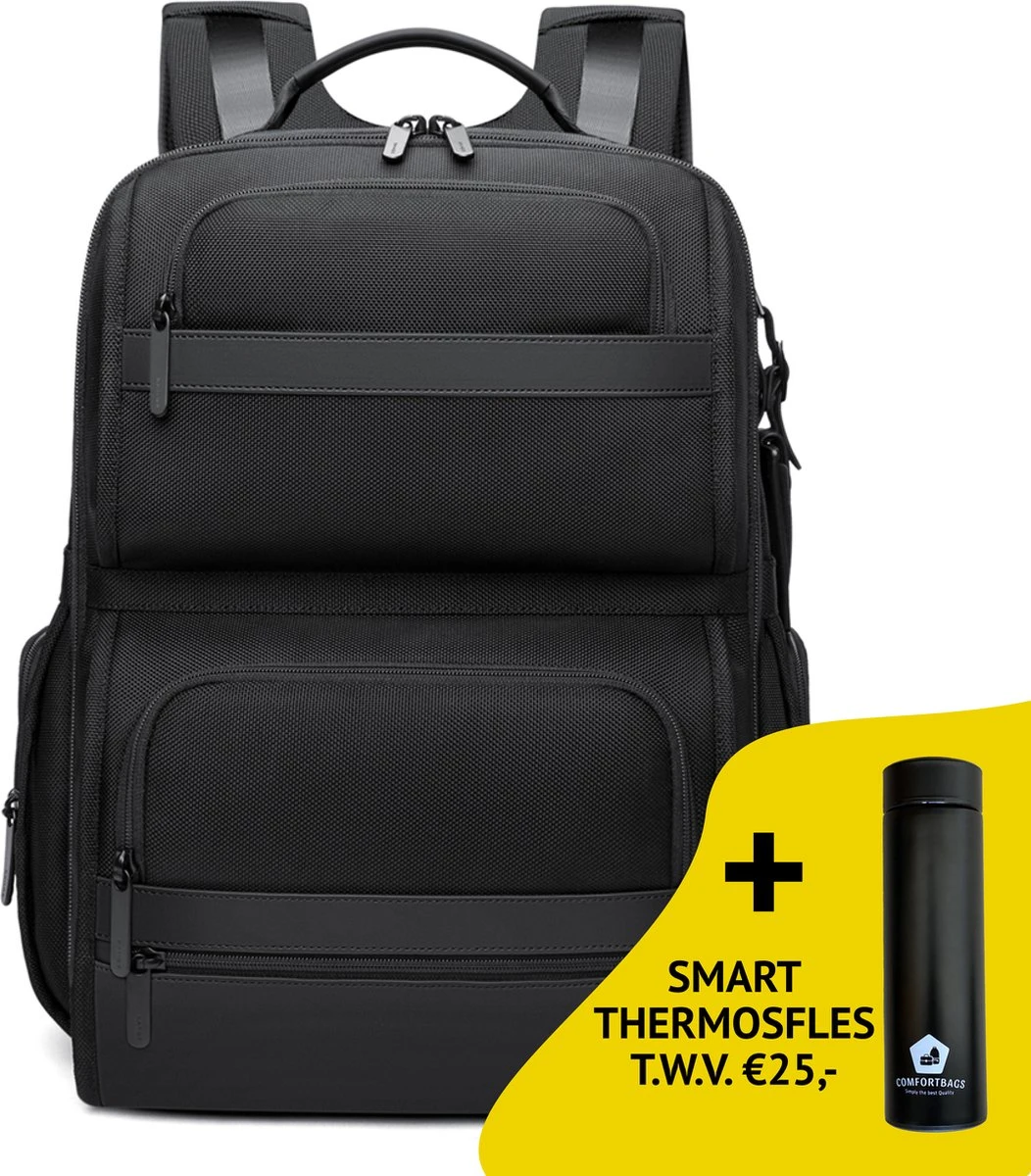 Bange Rugtas - 15,6 Inch - Laptop Rugzak - Waterafstotend - Zwart - Incl. Smart Thermosfles 3 Bange Rugtas - 15,6 Inch - Laptop Rugzak - Waterafstotend - Zwart - Incl. Smart Thermosfles