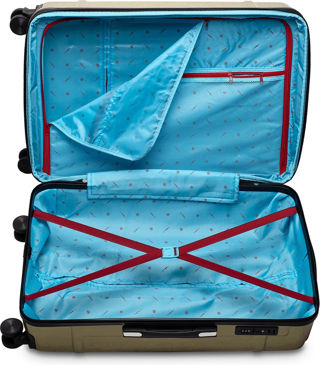 Tesla - Kofferset - 3-delig - 4 Wielen - Cijferslot - Goud 5 Tesla - Kofferset - 3-delig - 4 Wielen - Cijferslot - Goud - Afbeelding 3