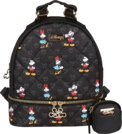 DISNEY Mickey En Minnie Mouse - Rugzak + Zakje, Zwart, Gewatteerd, Klein