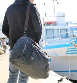 Yakfield - Reistas - Weekendtas - Kado - Dames En Heren - Canvas - Vintage Zwart Antraciet Grijs - Compact Middelgroot Model - 35 Liter Duffelbag - 5 Opbergvakken - 52x30x20 Cm -Tassen Kortingen Winkel 1118x1200