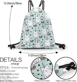 Zwemtas - Gymtas "Unicat" - Luxe Rugtas Met Trekkoorden - School Tas - Rugzak -Tassen Kortingen Winkel 1129x1200 3