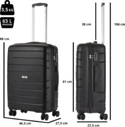 TravelZ Big Bars Reiskoffer 68 Cm Met Dubbele Wielen - Trolley Koffer Met TSA-slot - Zwart -Tassen Kortingen Winkel 1183x1200