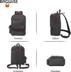 Bagwise® - Rugzak - Canvas - 15 L- Vintage - 13" Inch Laptopvak - Compact Klein -1261 Zwart 11 Bagwise® - Rugzak - Canvas - 15 L- Vintage - 13" Inch Laptopvak - Compact Klein -1261 Zwart -Tassen Kortingen Winkel 1188x1200 4