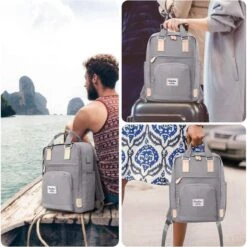 Merkloos Veran Rugtas - Rugzak - 30 Liter - 15,6" Laptopvak - Boekentas - Vintage - Heren - Dames - Laptop - School - Boekentas - Grijs -Tassen Kortingen Winkel 1198x1200 2