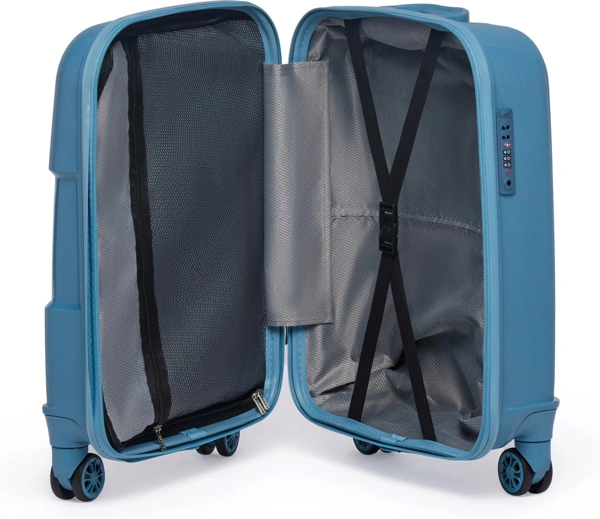 ©TROLLEYZ - Venice No.10 - Trolley - 55cm Met TSA Slot - Dubbele Wielen - 360° Spinners - 100% Polypropyleen - Handbagage Koffer In Ice Blue 6 ©TROLLEYZ - Venice No.10 - Trolley - 55cm Met TSA Slot - Dubbele Wielen - 360° Spinners - 100% Polypropyleen - Handbagage Koffer In Ice Blue - Afbeelding 4