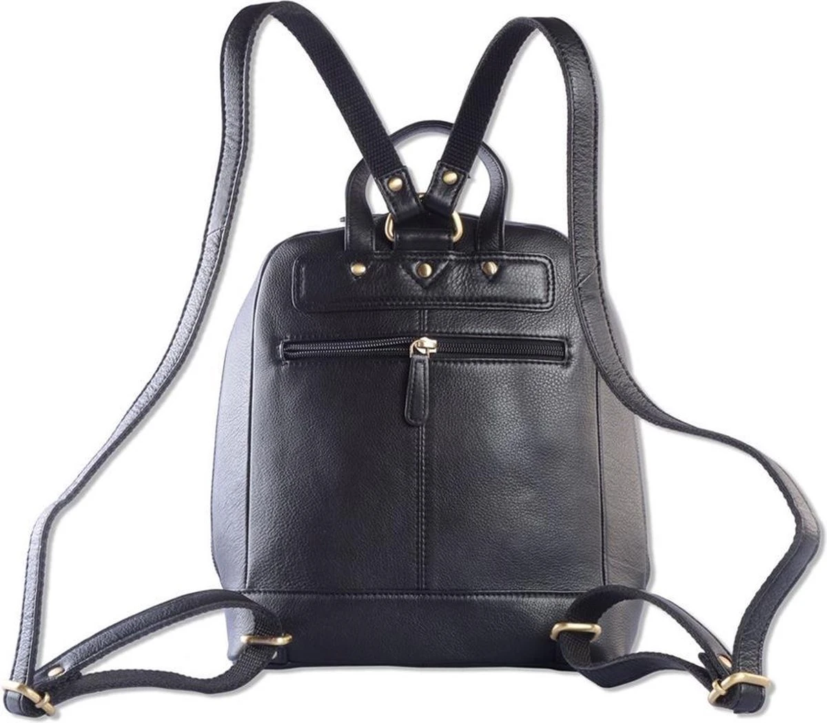 WILD WOODS Leren Dames Rugtas M - Casual Rugzak - Nappa Leer - Zwart 6 WILD WOODS Leren Dames Rugtas M - Casual Rugzak - Nappa Leer - Zwart - Afbeelding 4