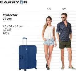 CarryOn Protector Luxe Grote Reiskoffer - Trolley 77cm Met TSA-klikslot - Ultrasterk - Blauw -Tassen Kortingen Winkel 1200x1117 1