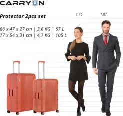 CarryOn Protector Luxe Kofferset - TSA Trolleyset M+L Formaat Met Kliksloten - Terra -Tassen Kortingen Winkel 1200x1130