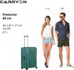 CarryOn Protector Luxe Reiskoffer - Trolley 66cm Met TSA-klikslot En OKOBAN - Ultrasterk - Groen -Tassen Kortingen Winkel 1200x1136