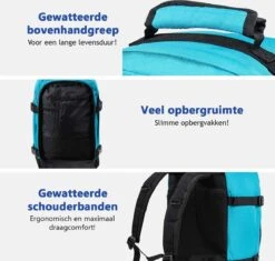 CabinMax Metz Reistas – Handbagage 20L – Rugzak – Schooltas - 40x25x20 Cm – Compact Backpack – Lichtgewicht – Teal -Tassen Kortingen Winkel 1200x1143 1