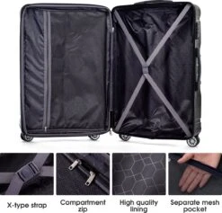 Merax 3-delig Kofferset Met TSA Slot - Trolleyset ABS 40L, 70L & 110 Liter - Zwart -Tassen Kortingen Winkel 1200x1149 5