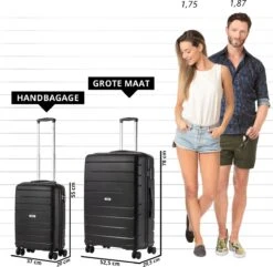 TravelZ Big Bars Kofferset - Trolleyset TSA 2-delig - Handbagage En Groot - Zwart -Tassen Kortingen Winkel 1200x1169 8