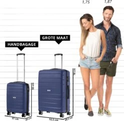 TravelZ Big Bars Kofferset - Trolleyset TSA 2-delig - Handbagage En Groot - Blauw -Tassen Kortingen Winkel 1200x1169 9