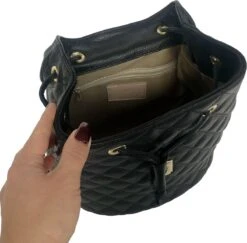 TOUTESTBELLE - Leren Dames Rugzak Quilted Gestikt Ruit Met Extra Vak - Dames - Leer - Zwart -Tassen Kortingen Winkel 1200x1179 1