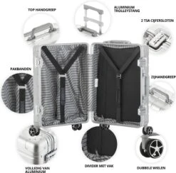 CarryOn Kofferset ULD - Luxe Aluminium Handbagage Koffer 55cm + 76cm Grote Reiskoffer - Dubbel TSA Slot - Zilver 10 CarryOn Kofferset ULD - Luxe Aluminium Handbagage Koffer 55cm + 76cm Grote Reiskoffer - Dubbel TSA Slot - Zilver -Tassen Kortingen Winkel 1200x1183 1
