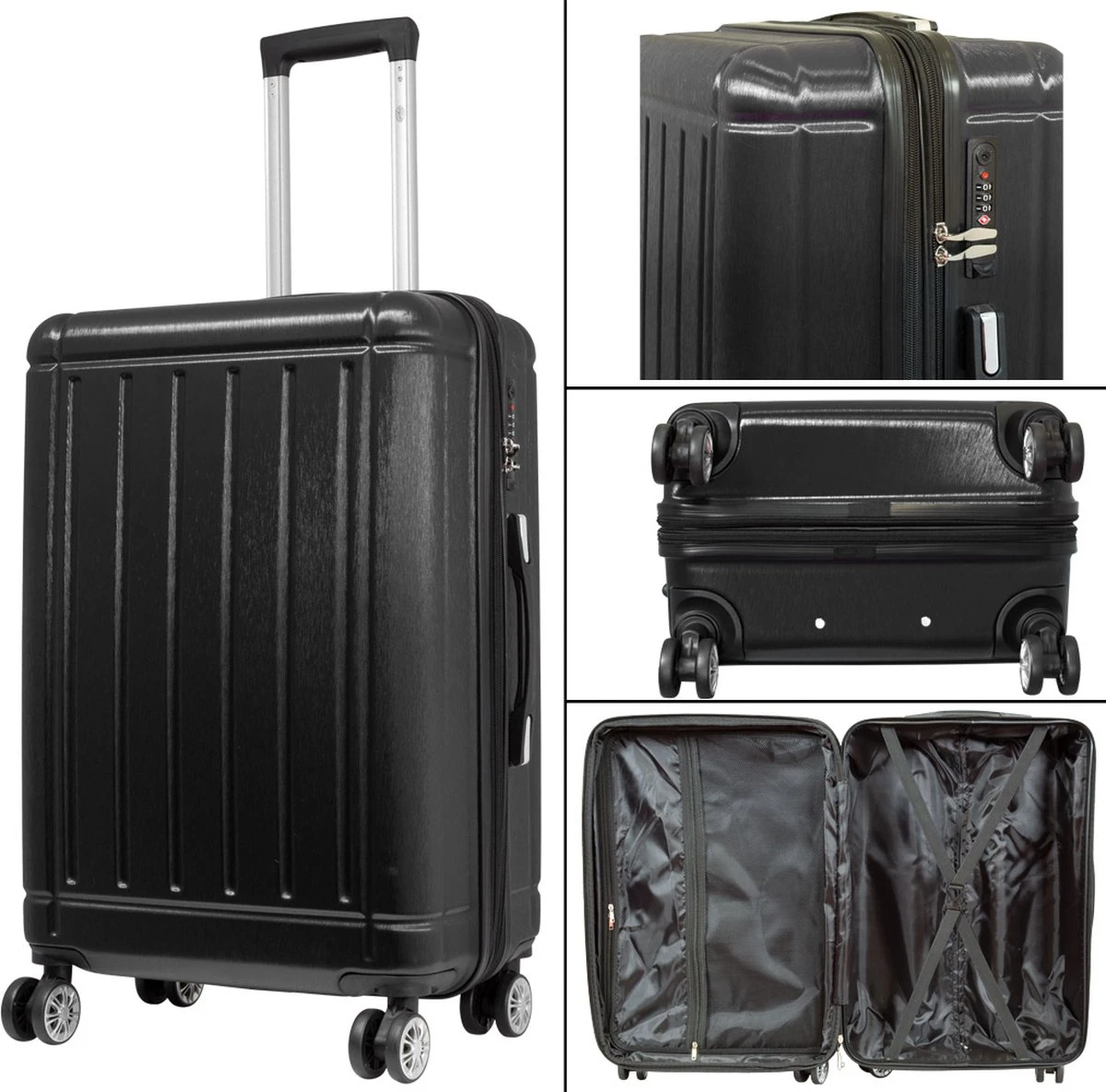 Travelsuitcase - Parma- Ruimbagage Reiskoffer - Polycarbonaat- Zwart - Hoogglans - Maat L / 93 Liter 6 Travelsuitcase - Parma- Ruimbagage Reiskoffer - Polycarbonaat- Zwart - Hoogglans - Maat L / 93 Liter - Afbeelding 4
