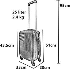 Handbagage Koffer 51cm 4 Wielen Trolley - Zilver -Tassen Kortingen Winkel 1200x1186