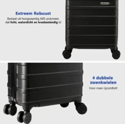 CabinMax Handbagage Koffer - Trolley 30L - Harde Reiskoffer - 45x36x20cm - Lichtgewicht - Groot Capaciteit - Zwart -Tassen Kortingen Winkel 1200x1188