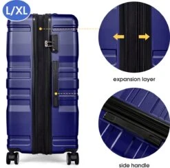 Merax 3-delig Kofferset Met TSA Slot - Trolleyset ABS 40L, 70L & 110 Liter - Blauw 15 Merax 3-delig Kofferset Met TSA Slot - Trolleyset ABS 40L, 70L & 110 Liter - Blauw -Tassen Kortingen Winkel 1200x1192