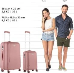 CarryOn Skyhopper Kofferset – TSA Handbagage + Reiskoffer 78cm – Dubbele Wielen - Old Pink -Tassen Kortingen Winkel 1200x1193 3