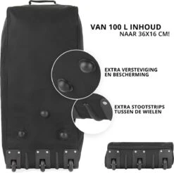 TravelZ Opvouwbare Wieltas | Reistas Op Wielen | 100 Liter | Verbeterd 2022 Model | Zwart -Tassen Kortingen Winkel 1200x1196 3
