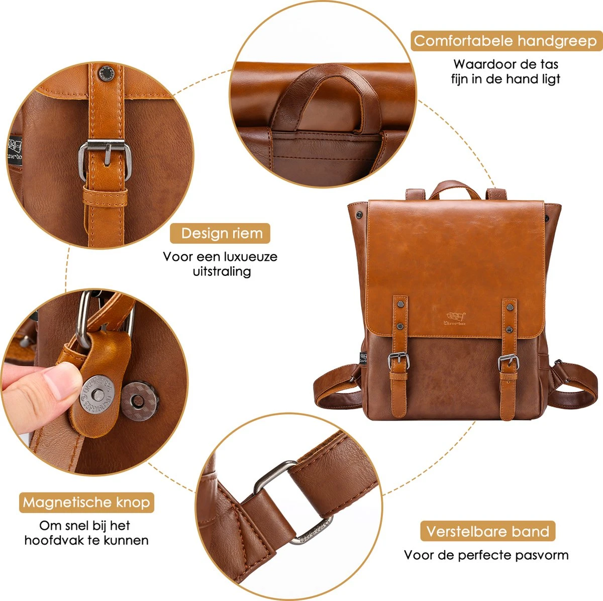 Behave Rugzak - Rugtas - Backpack - Laptoptas - Schooltas - 15 L - 15 Inch Laptop Tas - Bruin 7 Behave Rugzak - Rugtas - Backpack - Laptoptas - Schooltas - 15 L - 15 Inch Laptop Tas - Bruin - Afbeelding 5