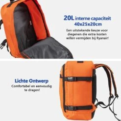 CabinMax Metz Reistas – Handbagage 20L – Rugzak – Schooltas - 40x25x20 Cm – Compact Backpack – Lichtgewicht – Oranje -Tassen Kortingen Winkel 1200x1199 9