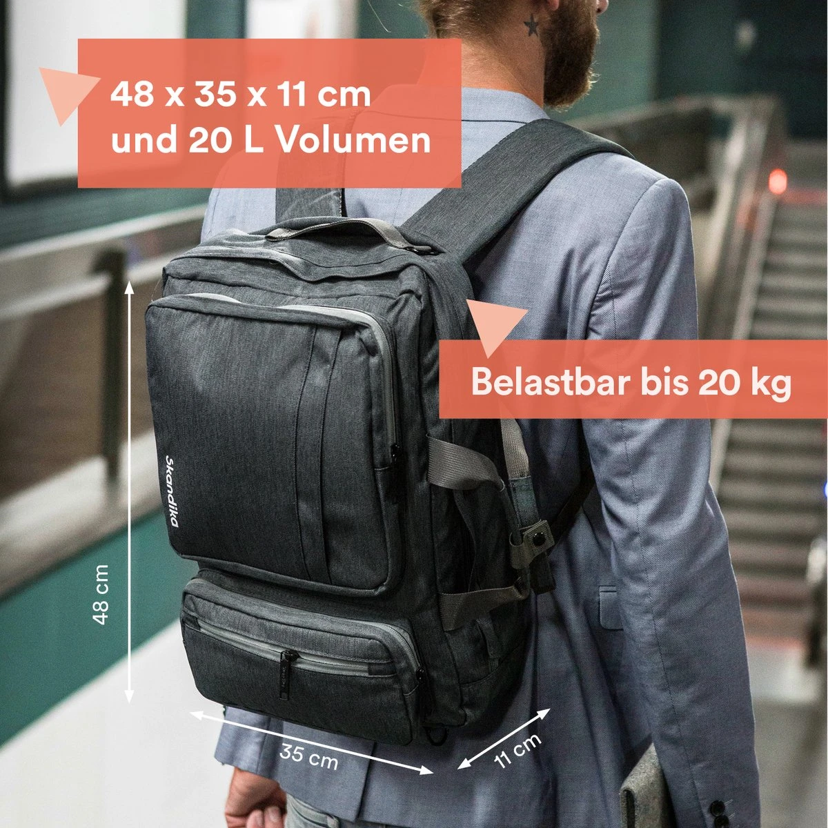 Skandika Levande Rugzak – Laptoptassen - Rugzak Dames – Rugzak Heren - Urban Style Ontwerp Rugtas – Daypack - Messenger Bag - Business Laptop Bag Reistas - Waterafstotend – 35 X 11 X 48 Cm (L X B X H) – 20 Liter - Voor School & Reizen – Grijs 4 Skandika Levande Rugzak – Laptoptassen - Rugzak Dames – Rugzak Heren - Urban Style Ontwerp Rugtas – Daypack - Messenger Bag - Business Laptop Bag Reistas - Waterafstotend – 35 X 11 X 48 Cm (L X B X H) – 20 Liter - Voor School & Reizen – Grijs - Afbeelding 2