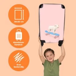NoBoringSuitcases.com® Kinderkoffer - Trolley Kinderen - Varken - Roze - Skateboard - Kinderen - Meisje - Koffer Dieren - Past Binnen 55x40x20 Cm En 55x35x25 Cm - Reiskoffer Met Wielen -Tassen Kortingen Winkel 1200x1200 130
