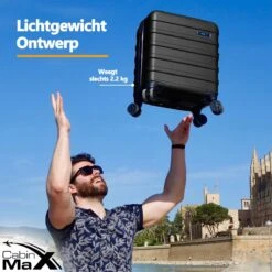 CabinMax Handbagage Koffer - Trolley 30L - Harde Reiskoffer - 45x36x20cm - Lichtgewicht - Groot Capaciteit - Zwart -Tassen Kortingen Winkel 1200x1200 142