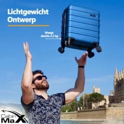 CabinMax Handbagage Koffer - Trolley 30L - Harde Reiskoffer - 45x36x20cm - Lichtgewicht - Groot Capaciteit - Aegean Blue 14 CabinMax Handbagage Koffer - Trolley 30L - Harde Reiskoffer - 45x36x20cm - Lichtgewicht - Groot Capaciteit - Aegean Blue -Tassen Kortingen Winkel 1200x1200 167