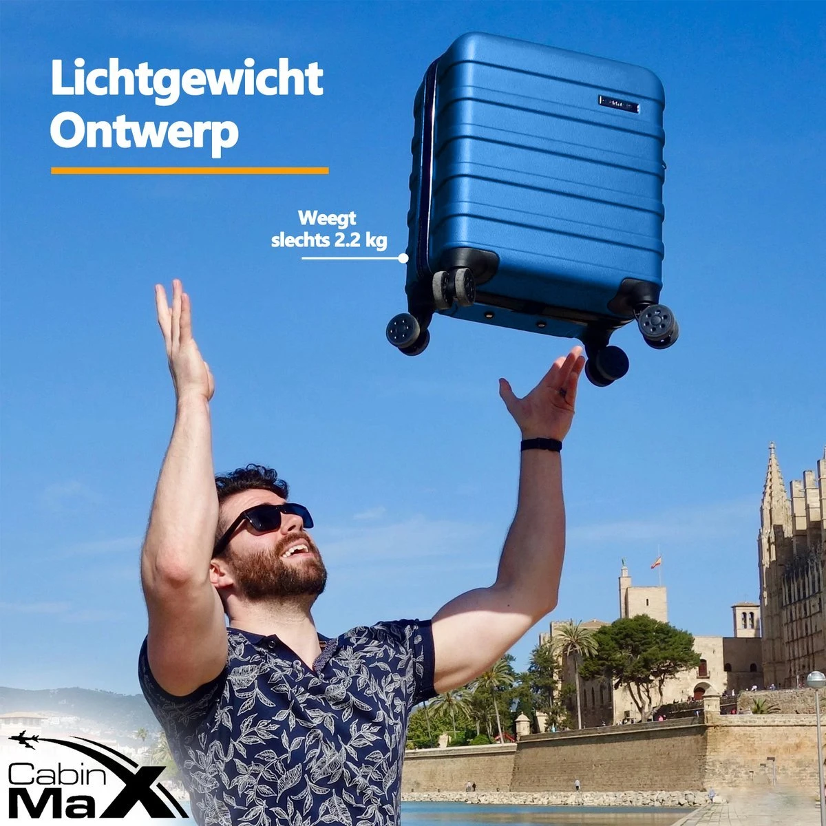 CabinMax Handbagage Koffer - Trolley 30L - Harde Reiskoffer - 45x36x20cm - Lichtgewicht - Groot Capaciteit - Aegean Blue 5 CabinMax Handbagage Koffer - Trolley 30L - Harde Reiskoffer - 45x36x20cm - Lichtgewicht - Groot Capaciteit - Aegean Blue - Afbeelding 3