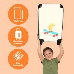 NoBoringSuitcases.com® Kinderkoffer - Trolley Op Wieltjes - Kuiken - Skateboard - Blauw - Kinderen - Dieren - Reiskoffer Kinderen - Past Binnen 55x40x20 Cm En 55x35x25 Cm - Fotokoffer -Tassen Kortingen Winkel 1200x1200 218