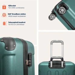 TRVLMORE Koffer - Handbagage - 54x36x20cm - 38L - Donkergroen 22 TRVLMORE Koffer - Handbagage - 54x36x20cm - 38L - Donkergroen -Tassen Kortingen Winkel 1200x1200 23