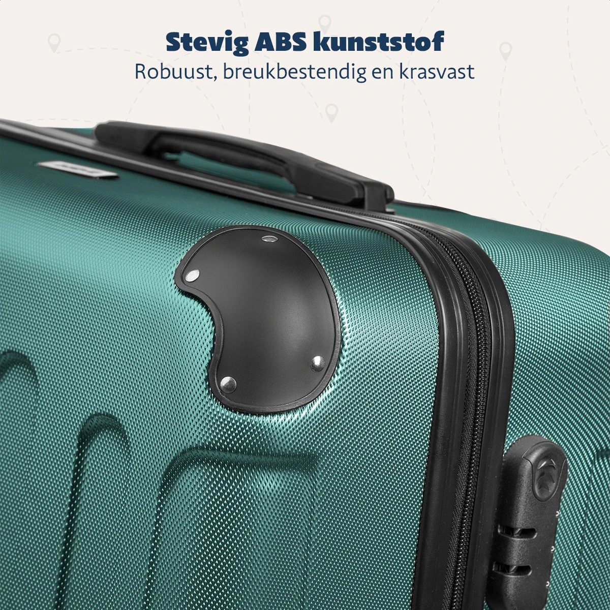 TRVLMORE Koffer - Handbagage - 54x36x20cm - 38L - Donkergroen 13 TRVLMORE Koffer - Handbagage - 54x36x20cm - 38L - Donkergroen - Afbeelding 11