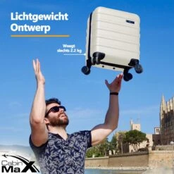 CabinMax Handbagage Koffer - Trolley 30L - Harde Reiskoffer - 45x36x20cm - Lichtgewicht - Groot Capaciteit - Wit -Tassen Kortingen Winkel 1200x1200 257