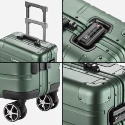 CarryOn ULD Handbagage - Luxe Aluminium Trolley 55cm - Dubbel TSA Slot - Dubbele Wielen - Groen -Tassen Kortingen Winkel 1200x1200 278