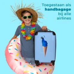 NoBoringSuitcases.com® Koffer - Reiskoffer Met Wielen - Pauw - IJshoorntjes - Blauw - IJs - Vogel - Handbagage Trolley - Past Binnen 55x40x20 Cm En 55x35x25 Cm - Fotokoffer -Tassen Kortingen Winkel 1200x1200 384