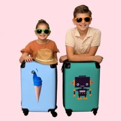 NoBoringSuitcases.com® Koffer - Reiskoffer Met Wielen - Pauw - IJshoorntjes - Blauw - IJs - Vogel - Handbagage Trolley - Past Binnen 55x40x20 Cm En 55x35x25 Cm - Fotokoffer -Tassen Kortingen Winkel 1200x1200 386