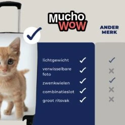 MuchoWow® Koffer - Kat - Rood - Kitten - Meisjes - Kinderen - Jongens - Kindje - Past Binnen 55x40x20 Cm En 55x35x25 Cm - Handbagage - Trolley - Fotokoffer - Cabin Size - Print -Tassen Kortingen Winkel 1200x1200 412