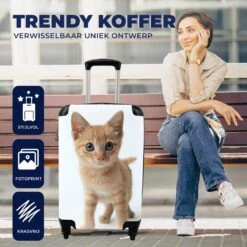 MuchoWow® Koffer - Kat - Rood - Kitten - Meisjes - Kinderen - Jongens - Kindje - Past Binnen 55x40x20 Cm En 55x35x25 Cm - Handbagage - Trolley - Fotokoffer - Cabin Size - Print -Tassen Kortingen Winkel 1200x1200 414