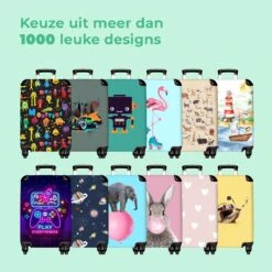 NoBoringSuitcases.com® Koffer Groot - Meerkat - Bloemen - Hoed - Dieren - Portret - Trolley Koffer Met TSA-slot - Met Wielen - 90 Liter - Reiskoffer - 66 Cm -Tassen Kortingen Winkel 1200x1200 485
