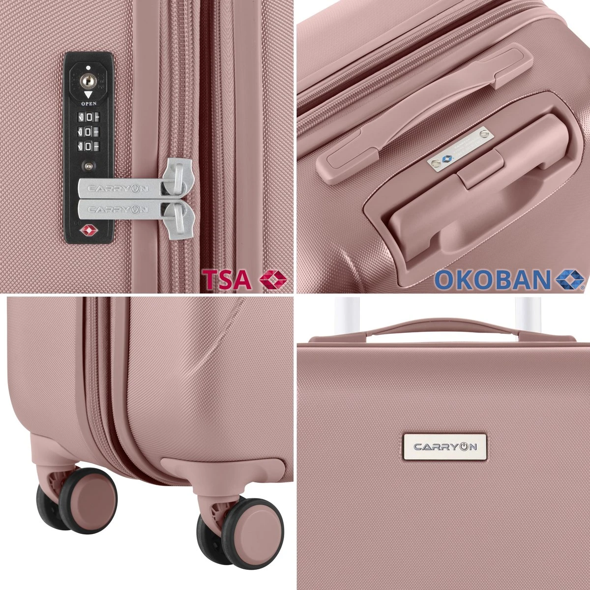 CarryOn Skyhopper Reiskoffer - 78cm TSA Trolley Met OKOBAN - Dubbele Wielen - Old Pink 7 CarryOn Skyhopper Reiskoffer - 78cm TSA Trolley Met OKOBAN - Dubbele Wielen - Old Pink - Afbeelding 5